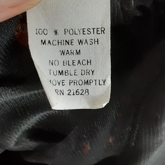 Vintage 80s Drop Waist Mini Dress Peter Pan Collar Sheer Floral Black Womens 10 - Picture 10 of 15